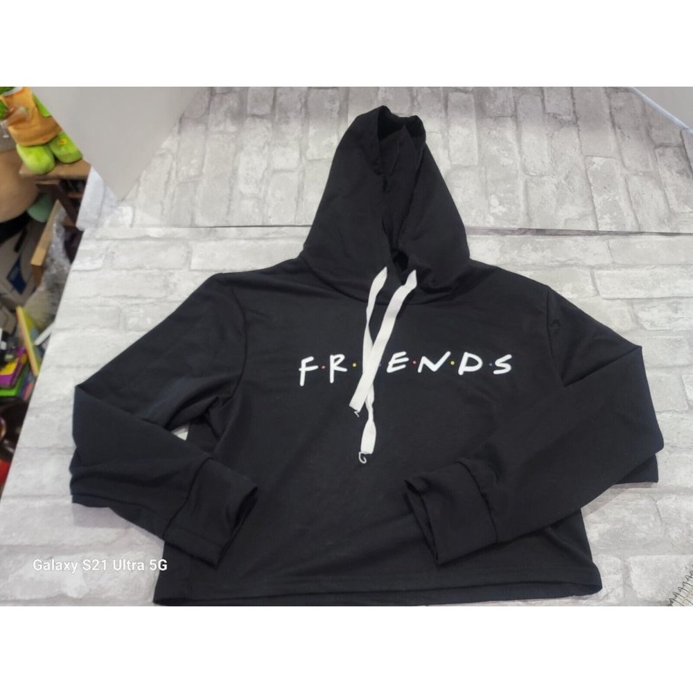 Women’s Casual Letters Print Crop Top Loose Pullover Friends Shirt‎ Junior M